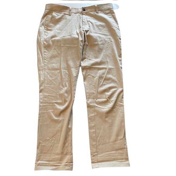 Zara Man Ice Khaki Flat Front Chinos Pants Sz 31 x28 Straight Leg Cotton - Picture 1 of 8